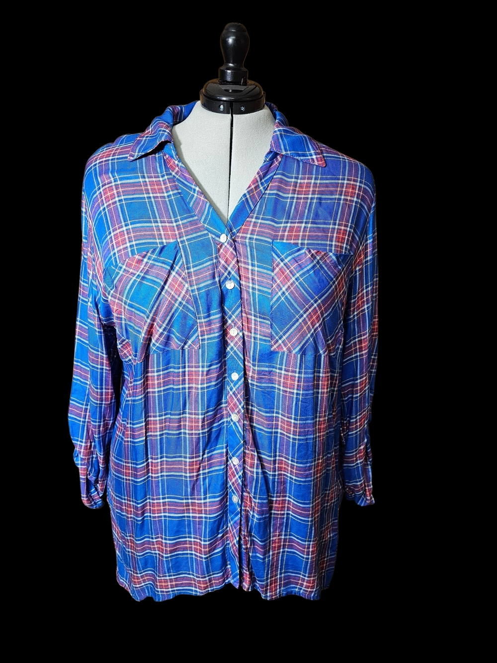 Ruby Rd. Blue Plaid Button-Down Shirt